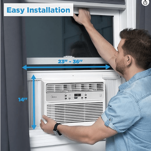 MIDEA MAW08R1BWT - Midea 8,000 BTU EasyCool Window Air Conditioner, Dehumidifier and Fan - Cool, Circulate and Dehumidify up to 350 Sq. Ft., Reusable Filter, Remote Control