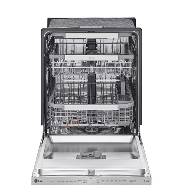 LG LDPM6762S Dishwasher, 24" Exterior Width, 44 dB Decibel Level, Stainless Steel (Interior), 9 Wash Cycles, 15 Capacity (Place Settings), 3 Loading Racks, Wifi Enabled, Stainless Steel colour Glide Rai