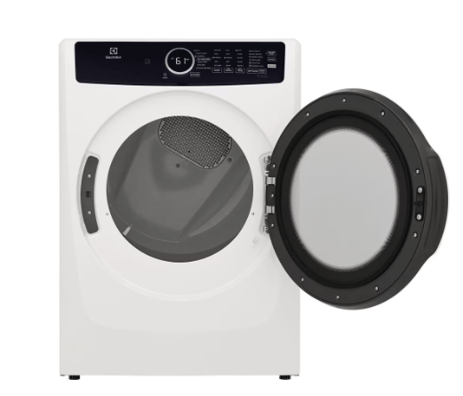 Electrolux ELFE743CAW Dryer, 27 inch Width, Electric, 8.0 cu. ft. Capacity, Steam Clean, 5 Temperature Settings, Stackable, Steel Drum, White colour