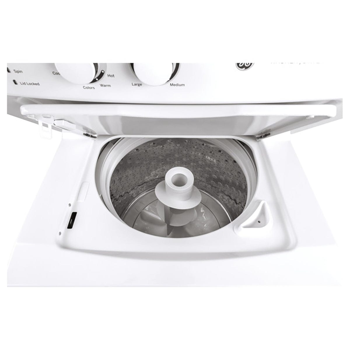 GE Laundry Centre 4.4 cu. ft. Capacity Washer, 5.9 cu. ft. Capacity Long Vent Electric Dryer in White - GUV27ESMWWW