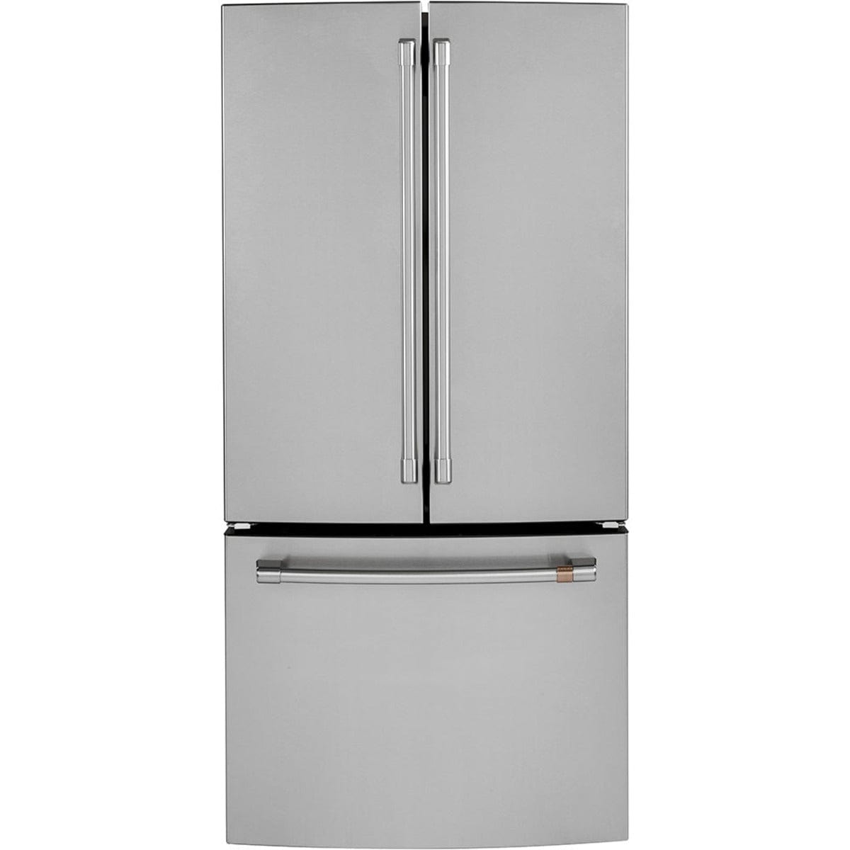 Cafe (CWE19SP2NS1) French Door Refrigerator, 33" Width, ENERGY STAR Certified, Counter Depth, 18.6 cu. ft. Capacity, Freezer Located Ice Dispenser, Interior Water Dispenser, LED Lighting, Stainless Steel colour Turbo Cool, Quick Space Shelves