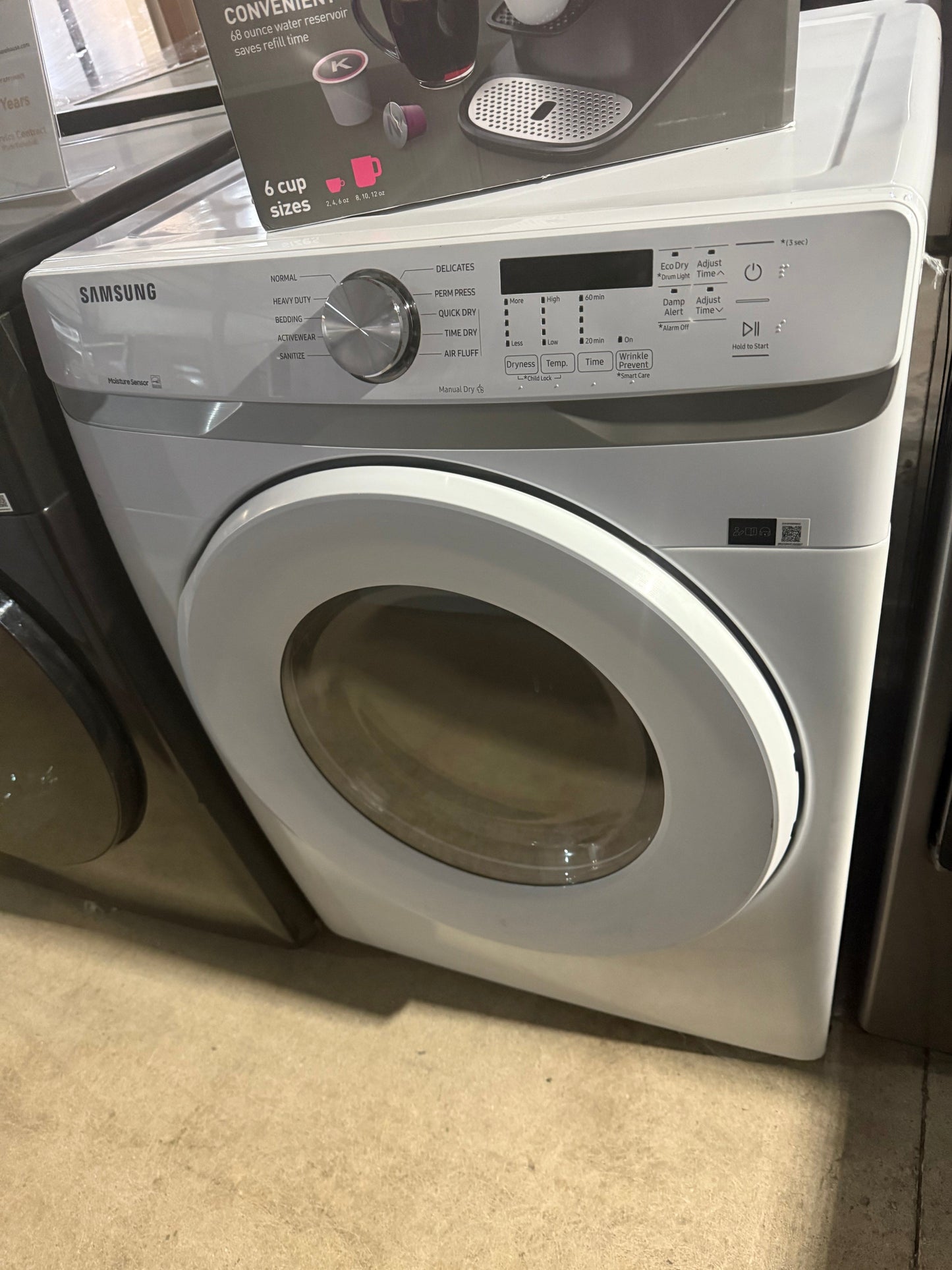 Samsung DVE45T6005W - DVE45T6005W/AC Electric Dryer, 27 inch Width, 7.5 cu. ft. Capacity, 5 Temperature Settings, Stackable, Steel Drum, White colour