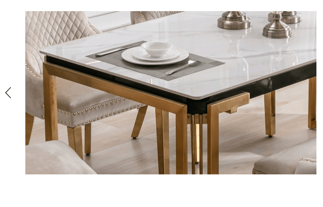 Ceramic Marble Top With Stainless Gold Legs
Creme Velvet Dining Chair with Large Knocker,