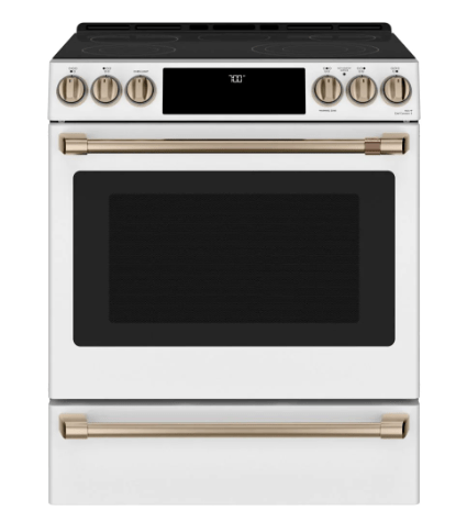 Cafe is Range, 30 inch, Induction, Convection, 5 Burners, 5.7 cu. ft. Capacity, Warming Drawer, Air Fry, 1 Ovens, Matte White