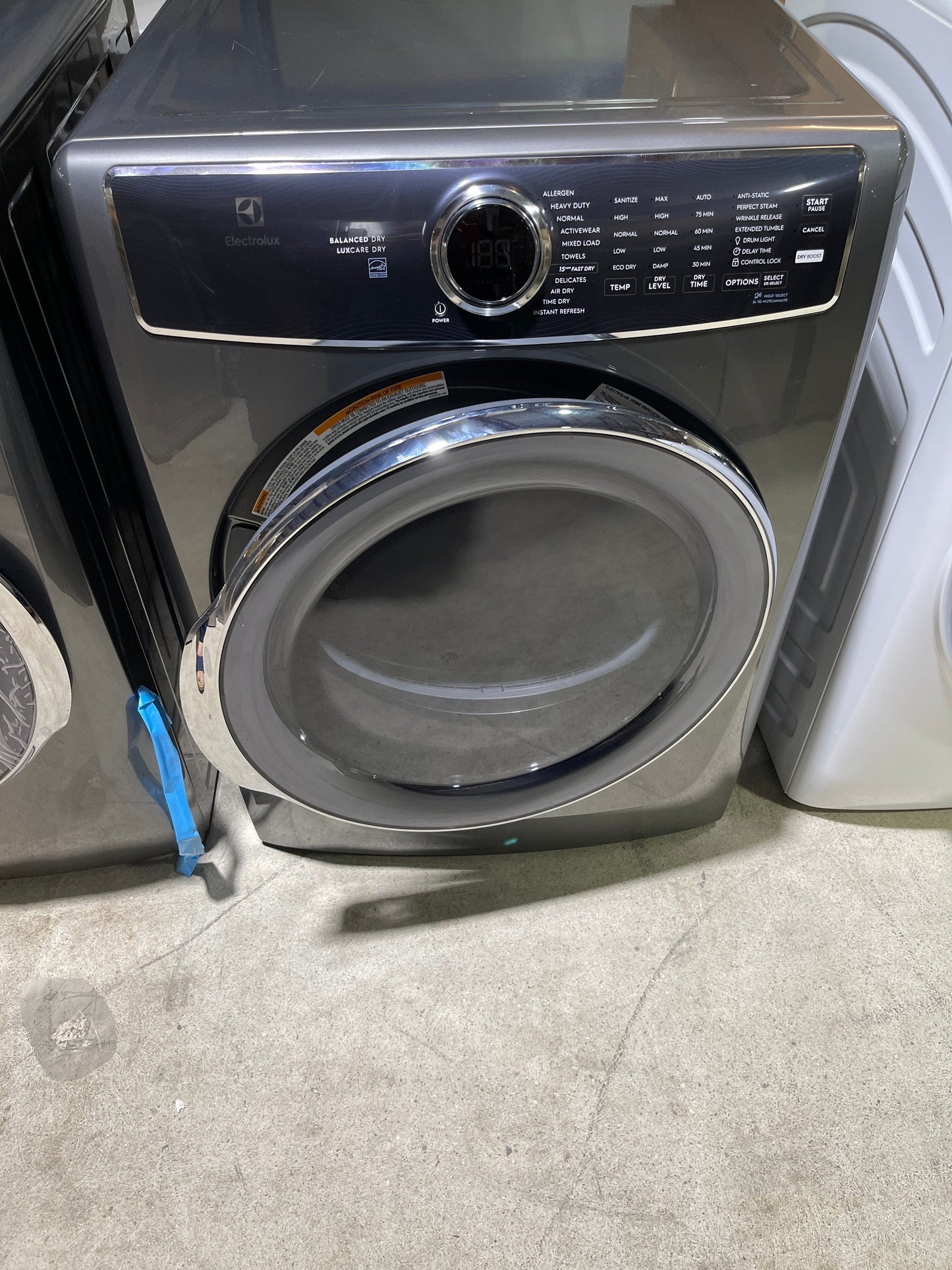 Electrolux ELFE753CAT Electric Dryer, 27 inch Width, 8.0 cu. ft. Capacity, Steam Clean, 5 Temperature Settings, Stackable, Steel Drum, Titanium