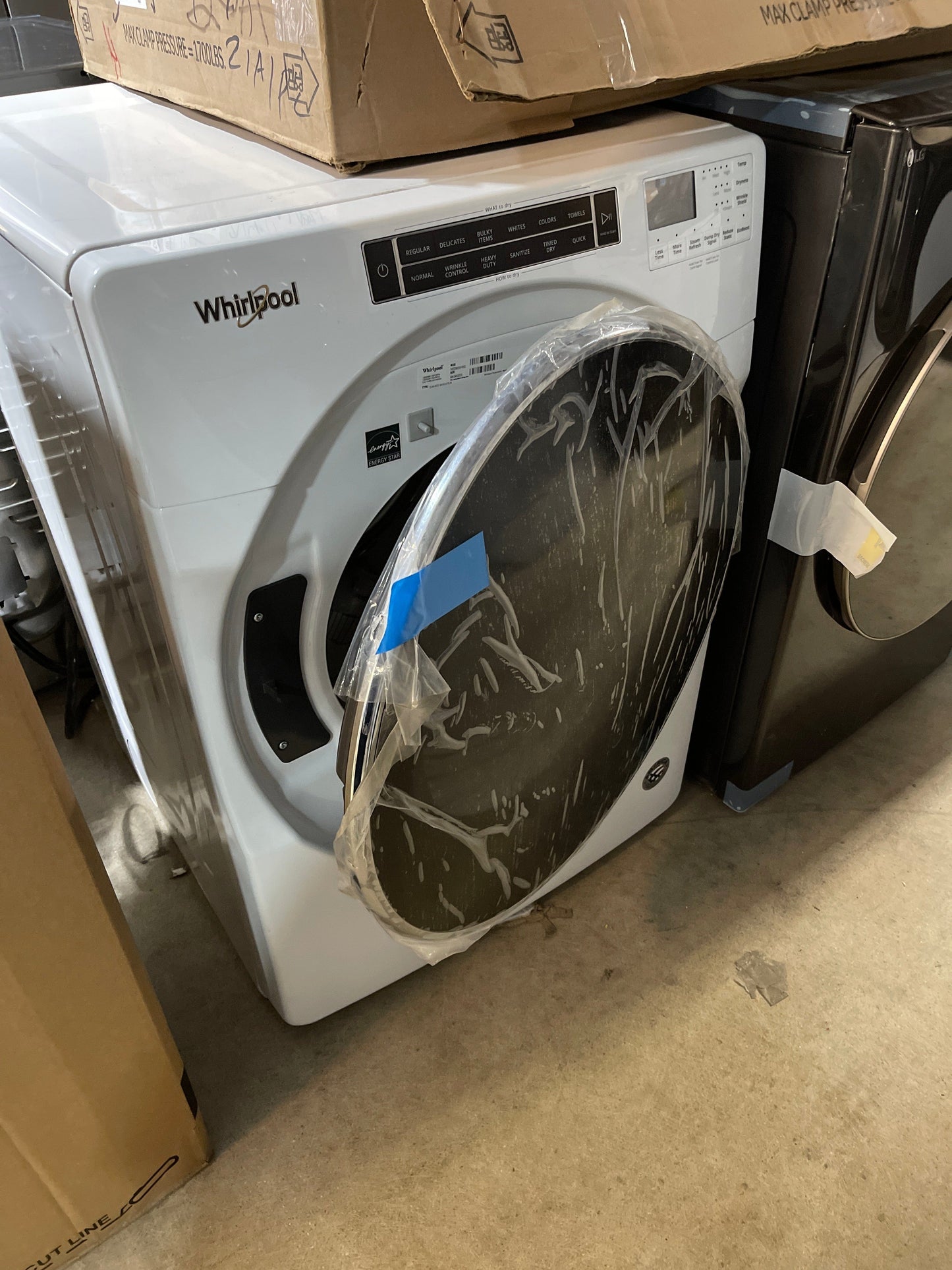 Whirlpool WED8620HW 27 Inch Electric Dryer with 7.4 Cu. Ft. Capacity, Intuitive Controls, Advanced Moisture Sensing, 37 Dry Cycles, Steam Refresh Cycle, Sanitize Cycle, Wrinkle Shield™ Plus Option, ADA Compliant, and ENERGY STAR® Certified: White