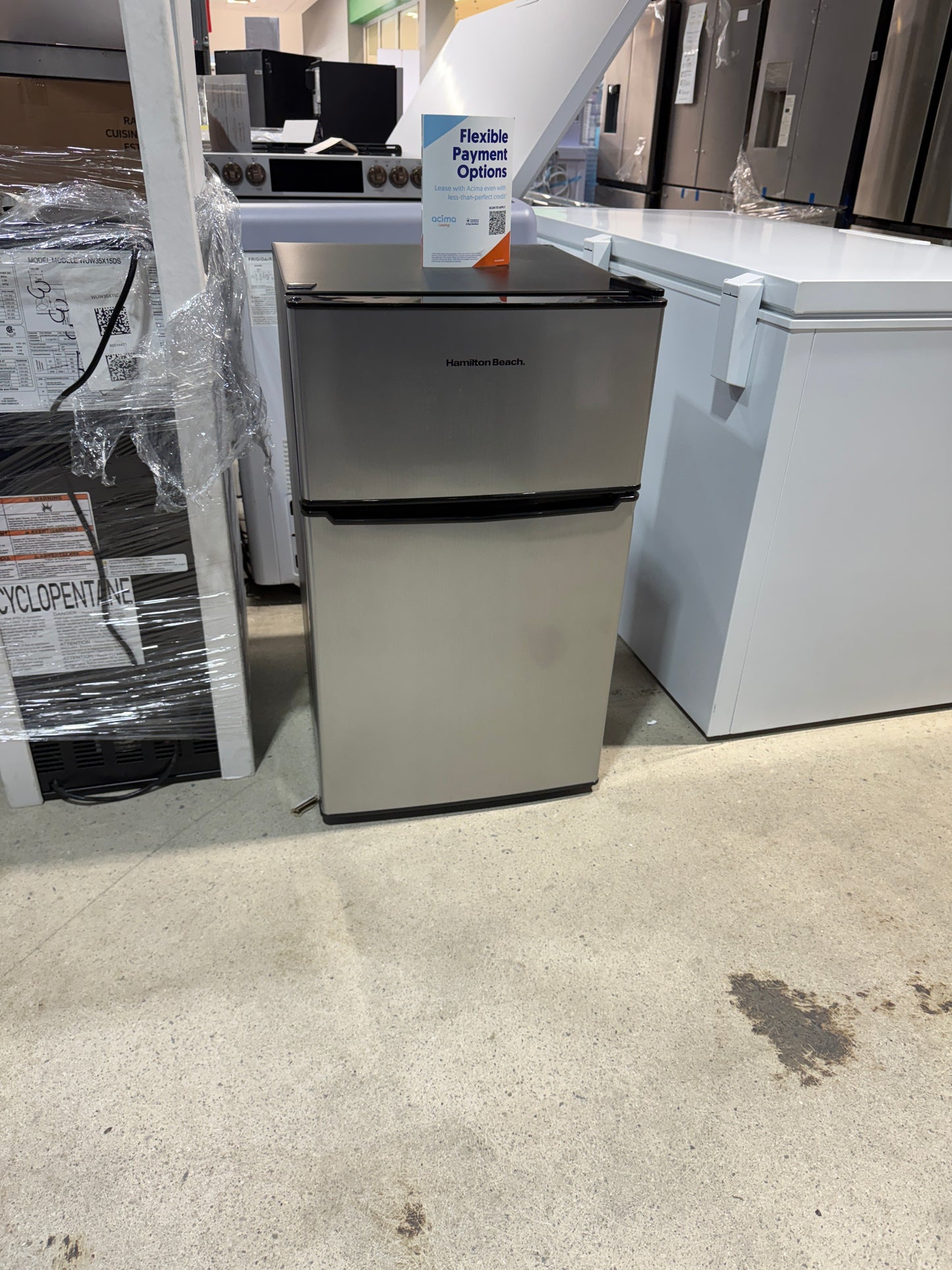 Hamilton Beach 3.1 cu.ft. Two-Door Compact Refrigerator with True Top Freezer, Stainless Steel