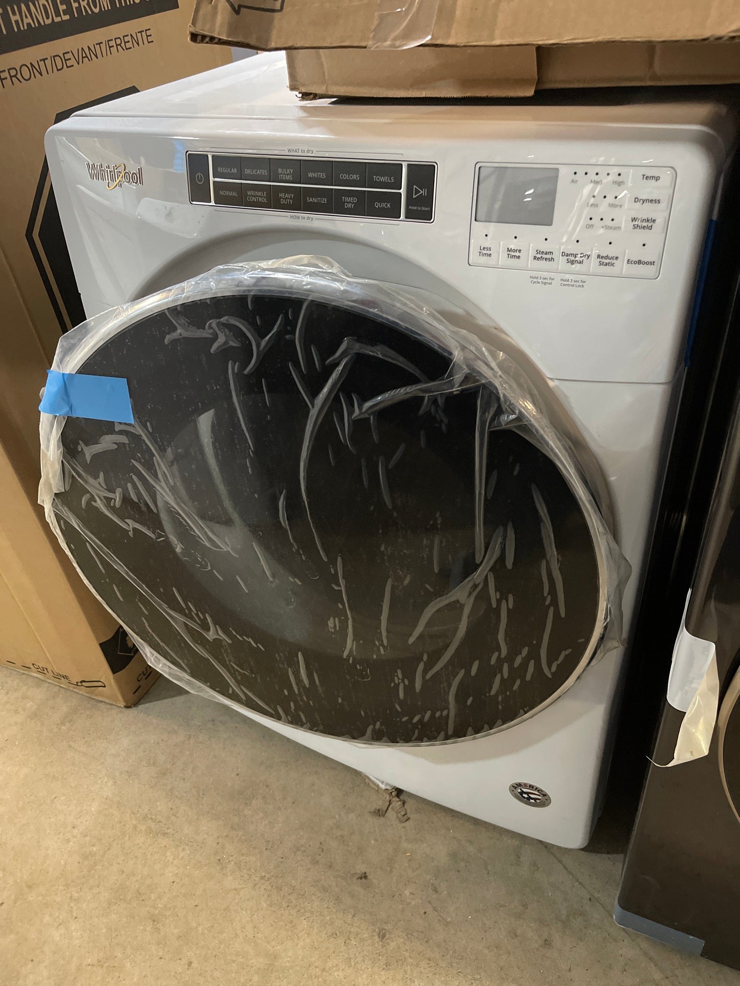 Whirlpool WED8620HW 27 Inch Electric Dryer with 7.4 Cu. Ft. Capacity, Intuitive Controls, Advanced Moisture Sensing, 37 Dry Cycles, Steam Refresh Cycle, Sanitize Cycle, Wrinkle Shield™ Plus Option, ADA Compliant, and ENERGY STAR® Certified: White