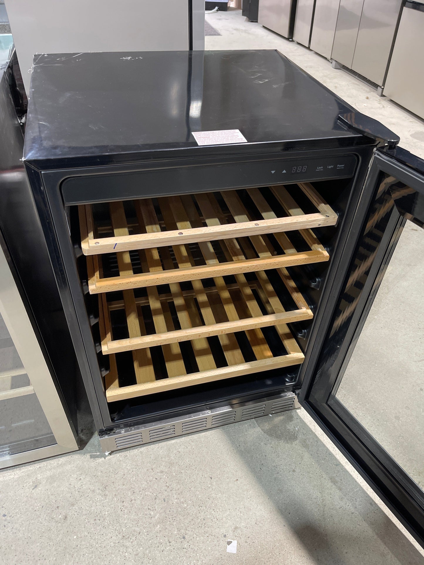 GE Profile PVS06BSPSS Beverage Center, 24 inch Width, Custom Panel Ready, Stainless Steel color Spill proof Glass Shelves, Beechwood Front Wine Racks
