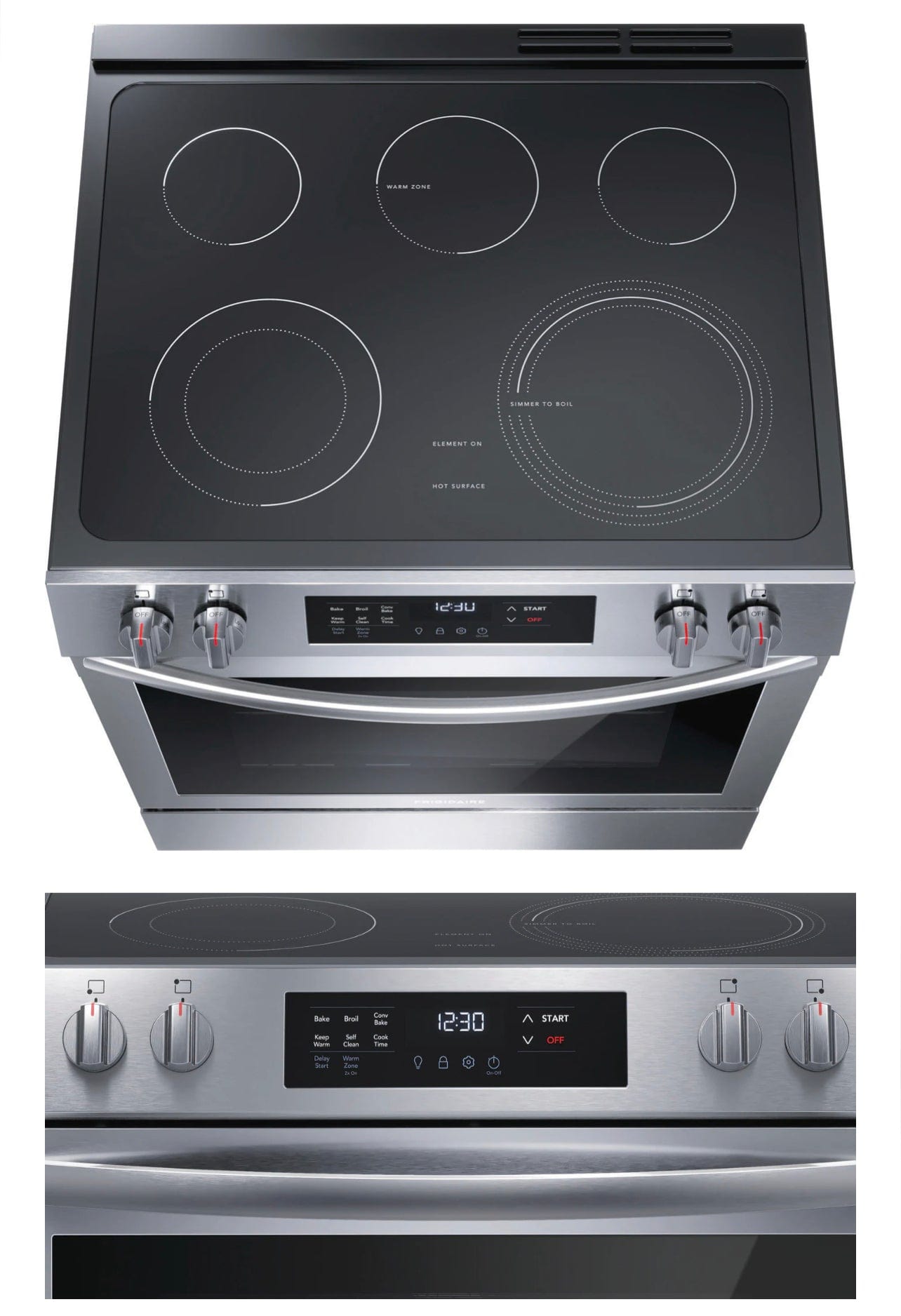 Frigidaire FCFE308CAS Range, 30" Width, Electric Range, Convection, 5 Burners, 5.3 cu. ft. Capacity, Storage Drawer, Stainless Steel