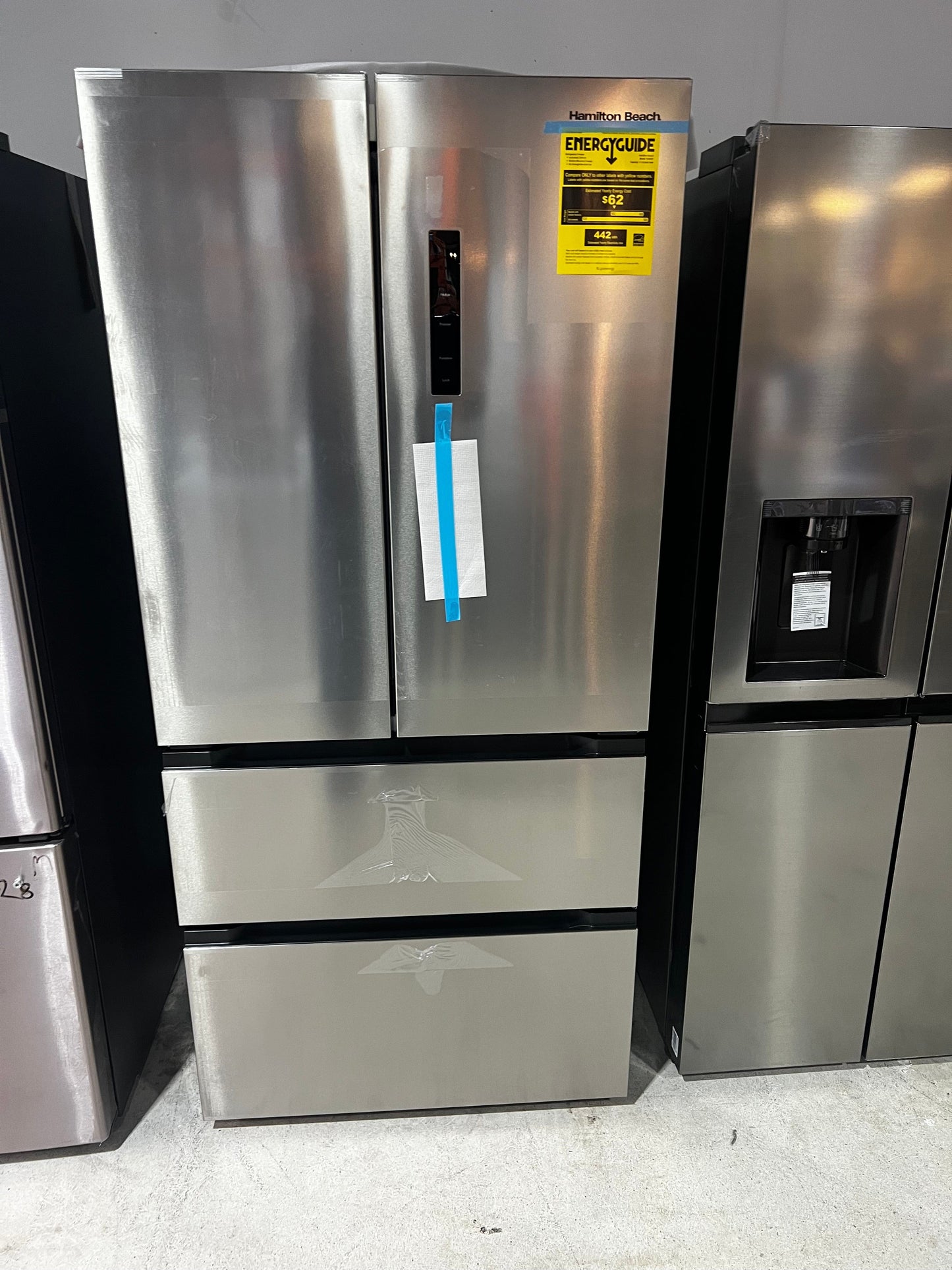 Hamilton Beach, 17.9 Cu. Ft. French Door Refrigerator, Electronic Digital Temperature, Platinum HZ4051