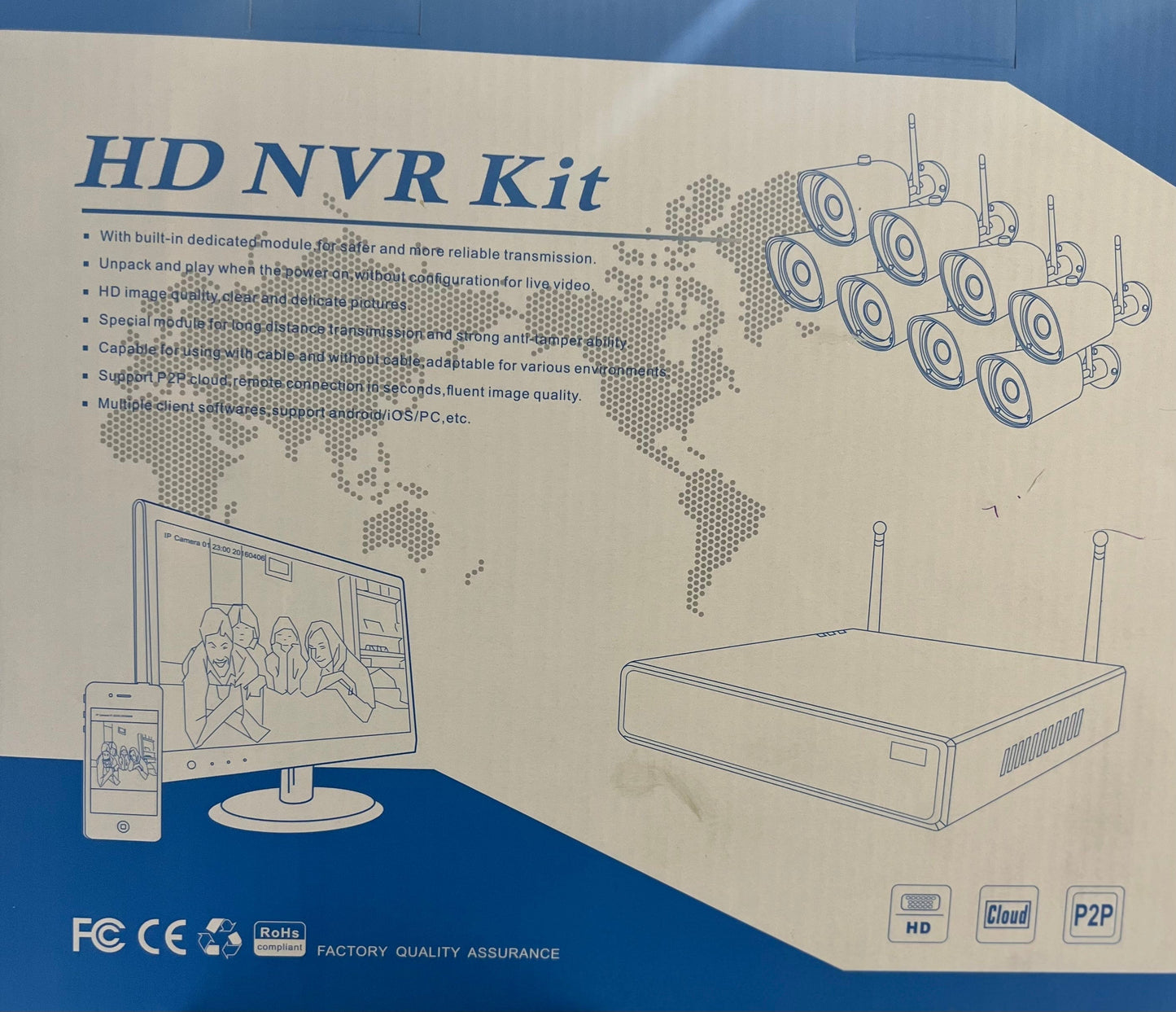 Security Camera - 8 Cameras with Recorder - Support P2P cloud.