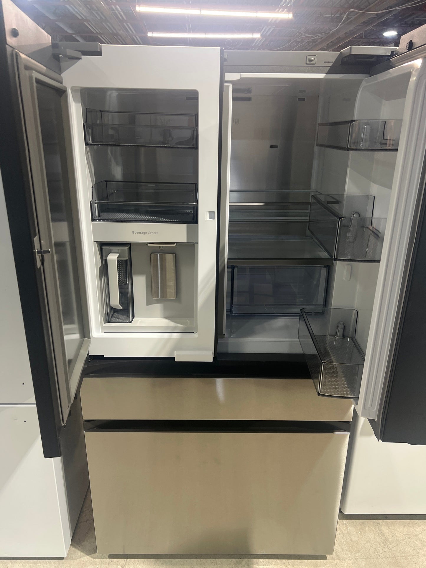 Samsung Bespoke RF90F23BECRAA Counter Depth, 36 inch Width, ENERGY STAR Certified, 23 cu. ft. Capacity, Counter Depth, Custom Panel Ready, Water Dispenser (Interior), Ice Dispenser (Freezer Located) Open Box 1 Year Warranty
