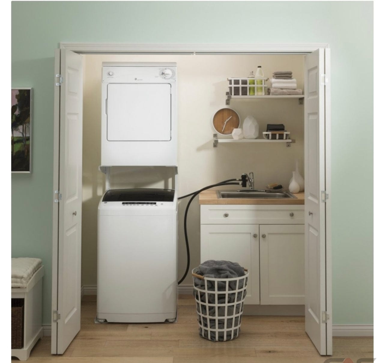 GE GNW128PSMWW Portable Washer, 24" Width, 2.8 cu. ft. Capacity, 8 Wash Cycles, 4 Temperature Settings, 750 RPM Washer Spin Speed, White colour