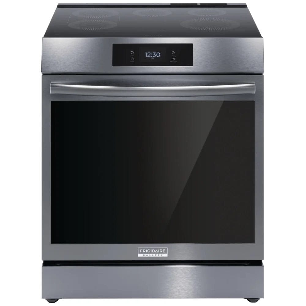 Frigidaire Gallery GCFI306CBD Induction Range, 30 inch Exterior Width, Self Clean, Convection, 5 Burners, 6.2 cu. ft. Capacity, Black Stainless Steel. Open box 1 year warranty
