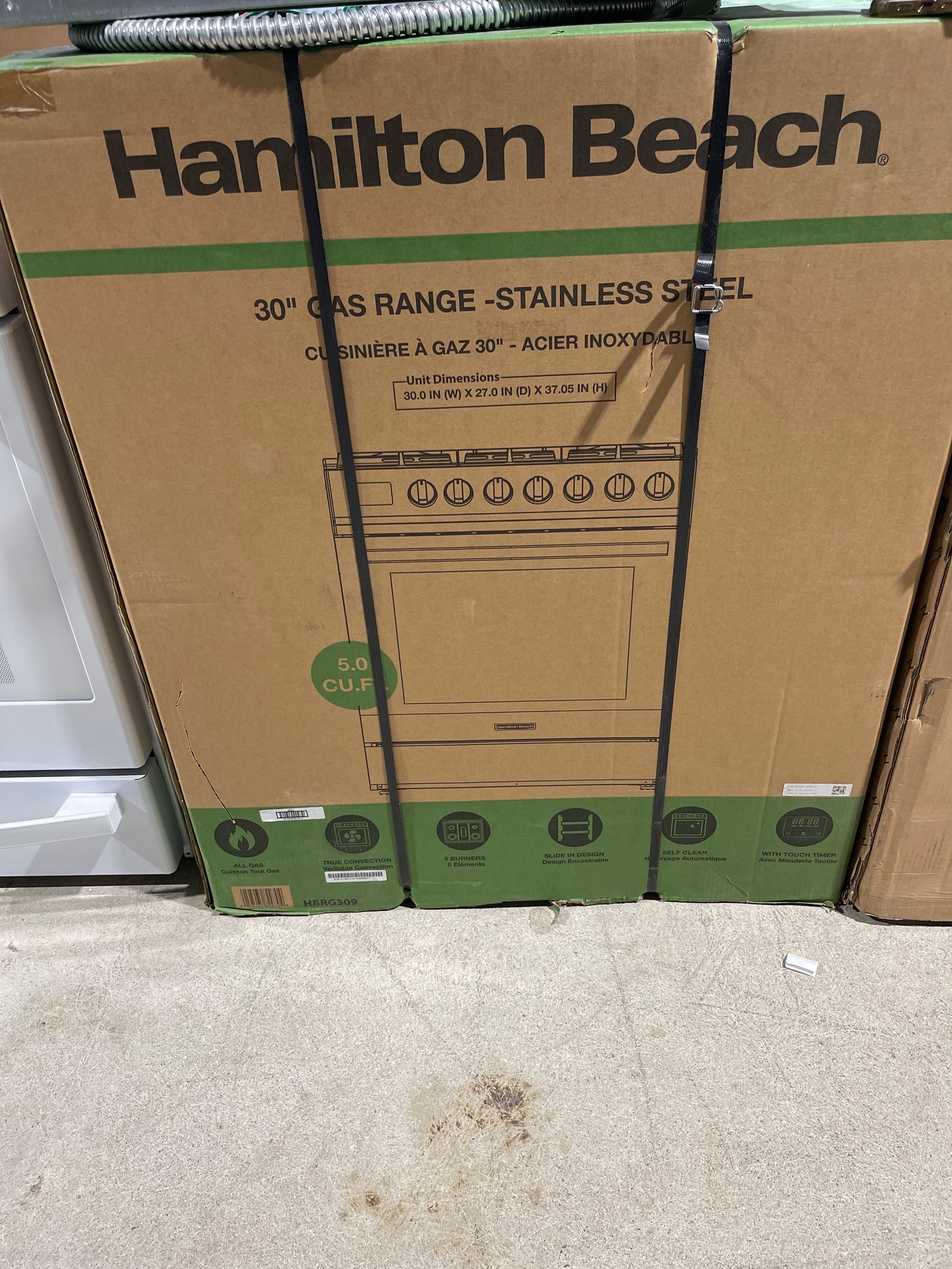Hamilton Beach 30 in. 5.0 cu. ft. Stainless Steel Slide in Gas Range HBRG309