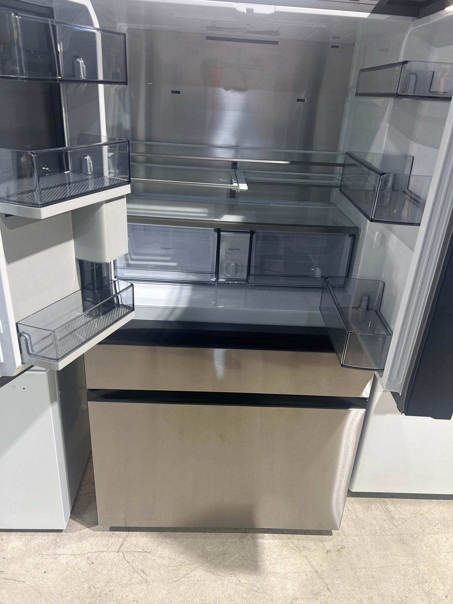 Samsung Bespoke RF90F23BECRAA Counter Depth, 36 inch Width, ENERGY STAR Certified, 23 cu. ft. Capacity, Counter Depth, Custom Panel Ready, Water Dispenser (Interior), Ice Dispenser (Freezer Located) Open Box 1 Year Warranty