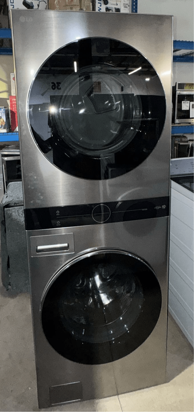 LG Graphite Steel Single Unit Front Load Wash Tower™ with 5.2 cu. ft. Steam Washer and 7.4 cu. ft. Electric Steam Dryer WKEX200vGA