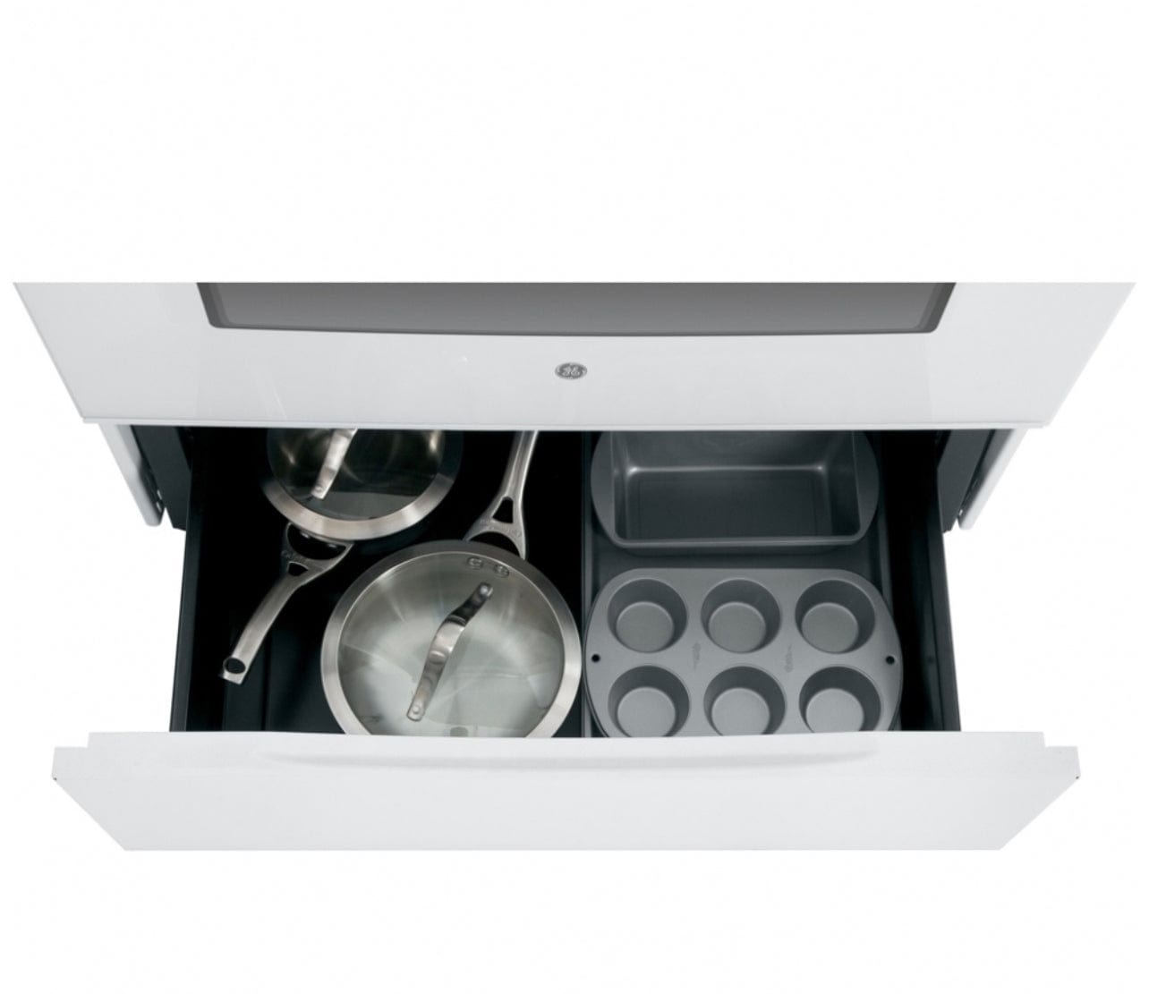 GE JCB630DKWW Range, 30" Exterior Width, Electric Range, Self Clean, Glass Burners (Electric), 4 Burners, 5.0 cu. ft. Capacity, Storage Drawer, 1 Ovens, 2000W, Rear Controls, White colour RF