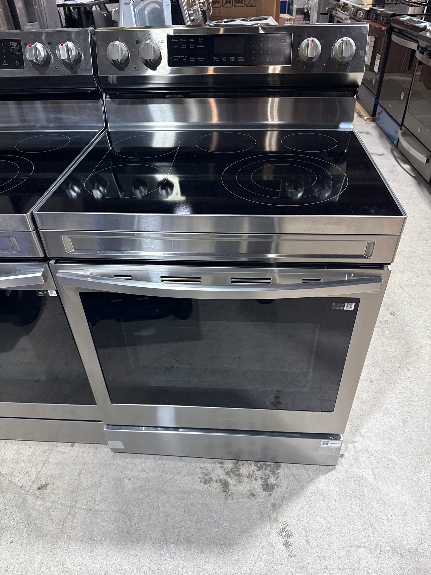 Samsung NE63A6711SS - NE63A6711SS/AC Range, 30" Exterior Width, Electric Range, Glass Burners (Electric), Convection, 5 Burners, 6.3 cu. ft. Capacity, Air Fry, 1 Ovens, Wifi Enabled, 3000W, Stainless Steel Air Fry Tray Included, True European Convection