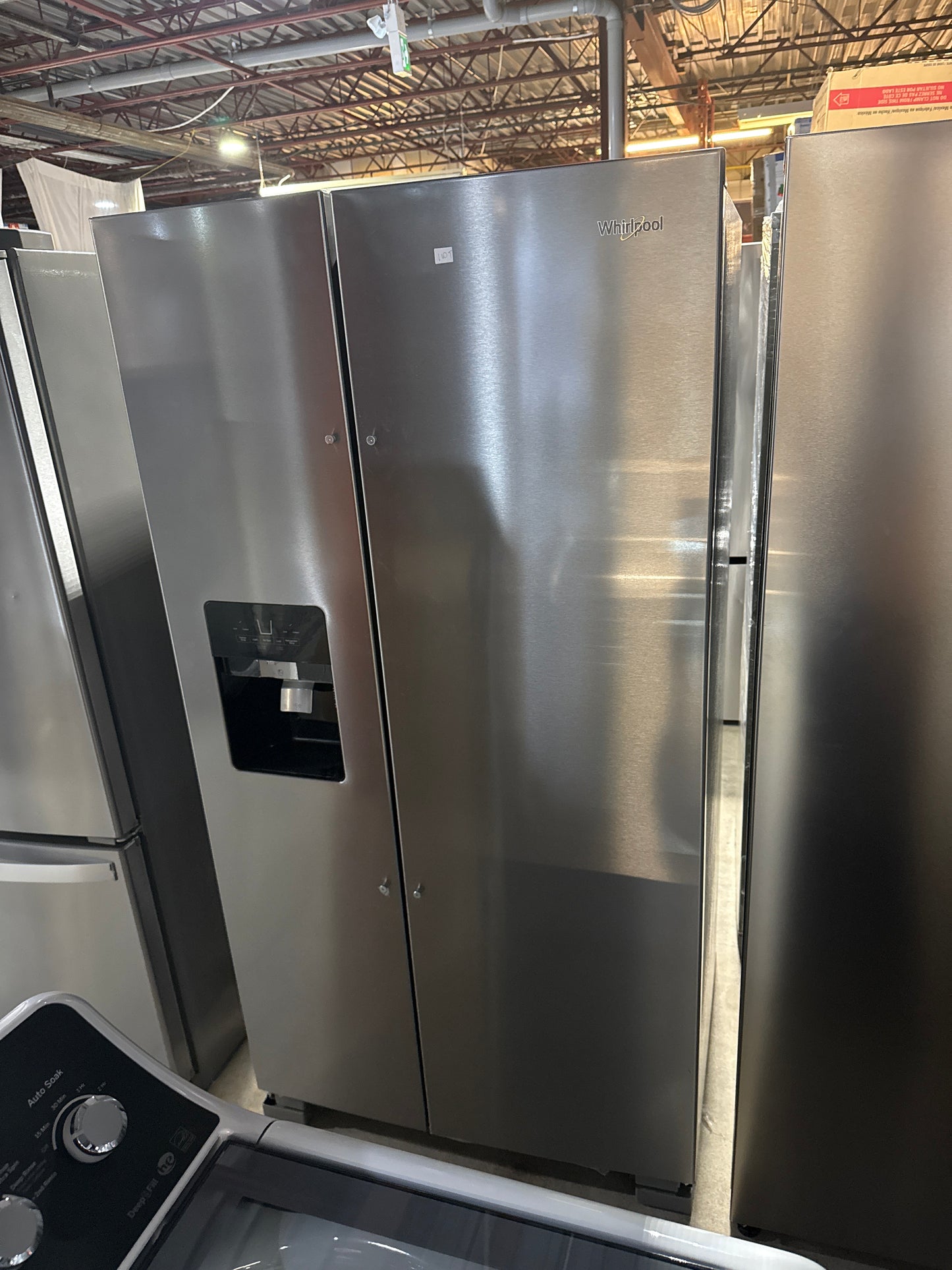Whirlpool WRS325SDHZ Side by Side Refrigerator, 36 inch Width, Ice Dispenser (Thru Door), Water Dispenser (Exterior), 25 cu. ft. Capacity, Stainless Steel color 1 YEAR WARRANTY