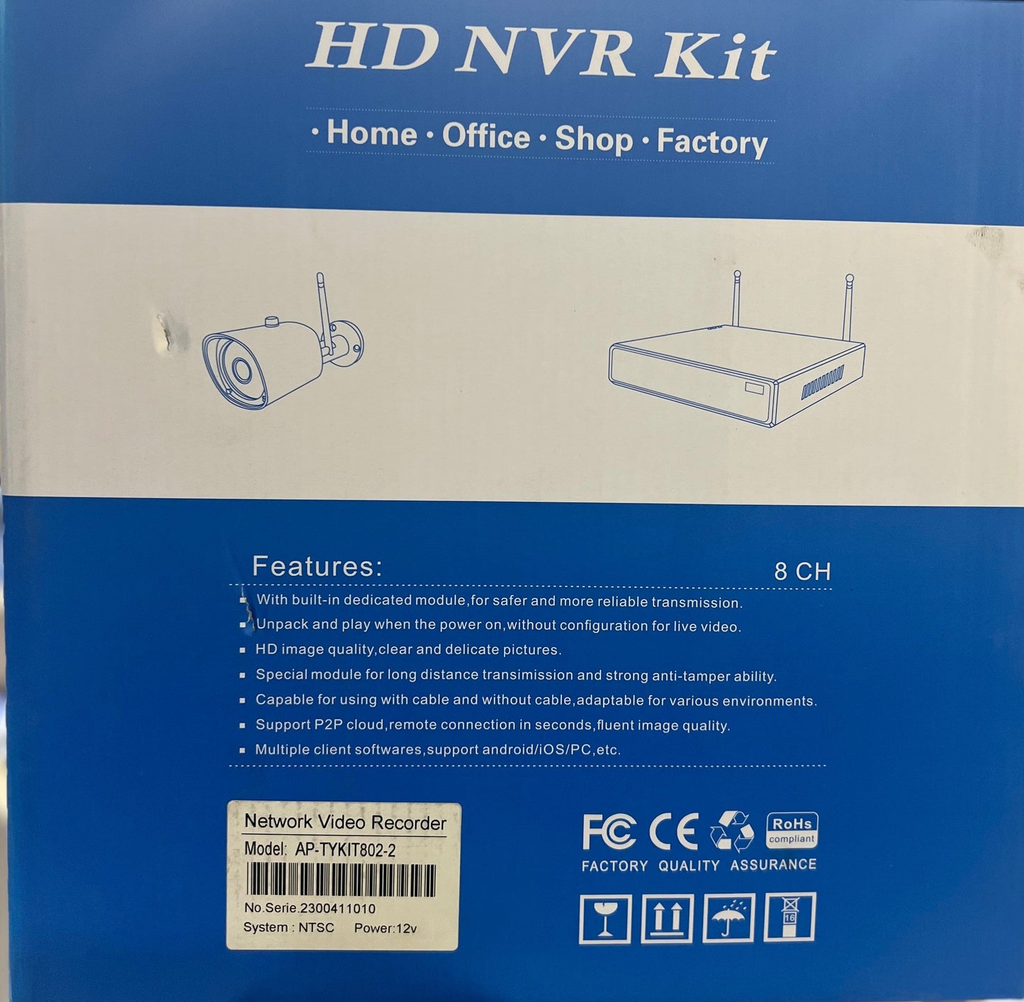Security Camera - 8 Cameras with Recorder - Support P2P cloud.