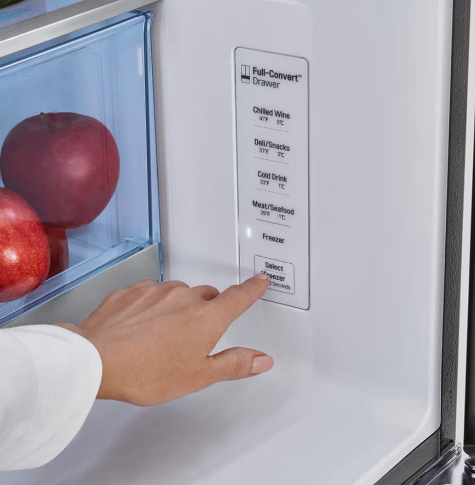 LG 36 in. 30 cu ft. Stainless Steel Print-Proof, Smart French Door Refrigerator with Craft Ice and Full-Convert Drawer LRMXS3006S