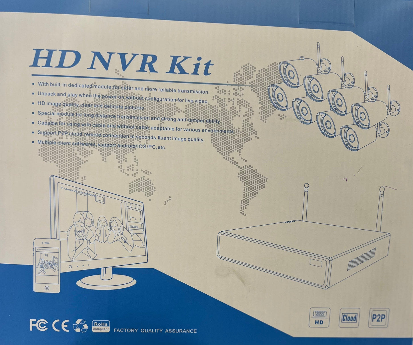 Security Camera - 8 Cameras with Recorder - Support P2P cloud.