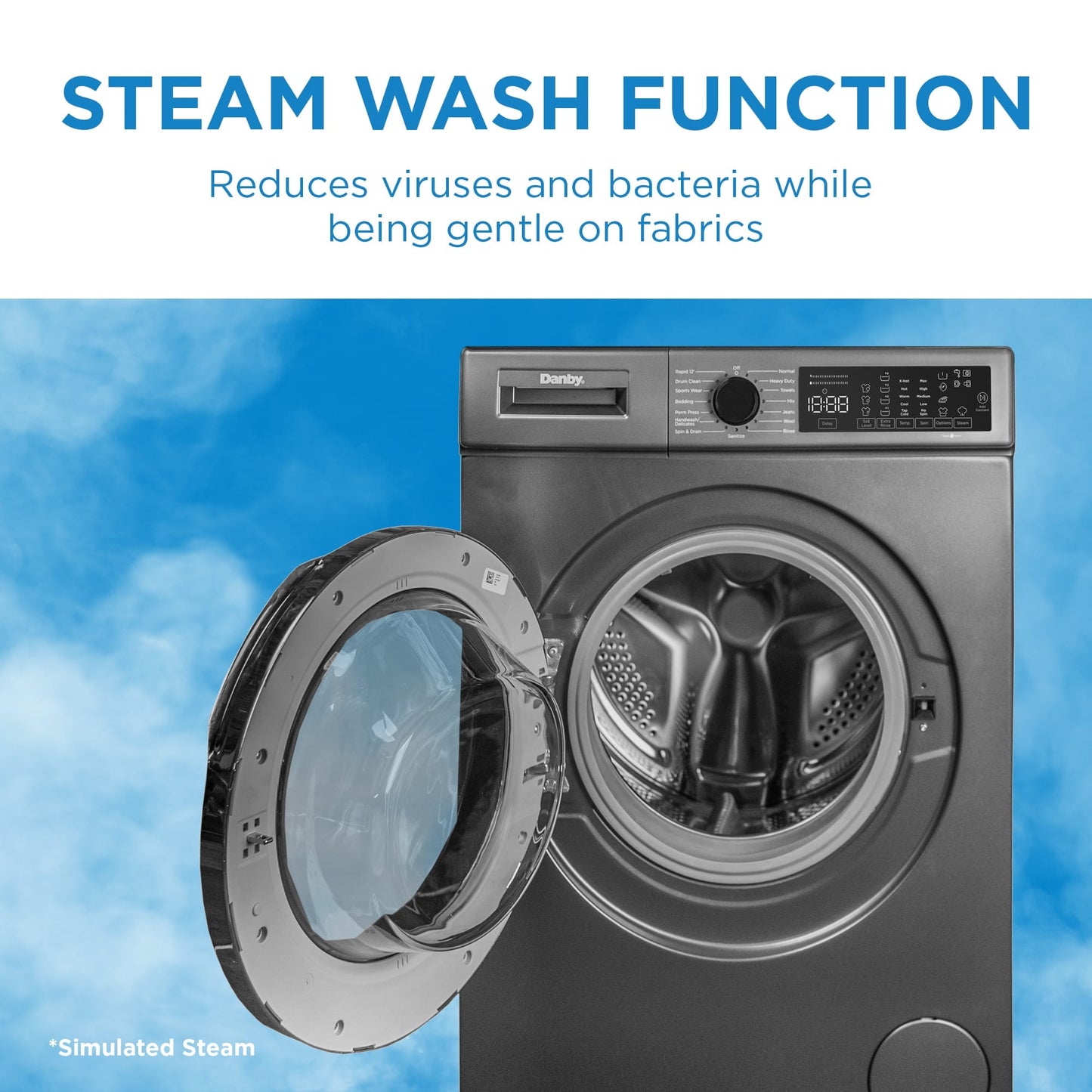 DANBY FRONT LOAD WASHER (DWM022D1DSDB-RF), 24”