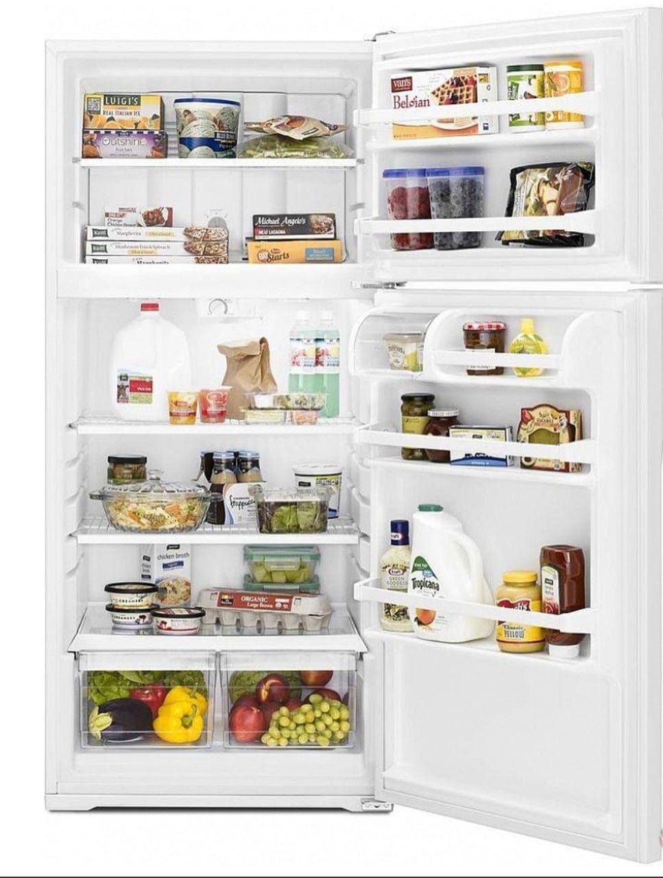 Whirlpool WRT134TFDW Top Mount Refrigerator, 28" Width, 14.6 cu. ft. Capacity, Optional Ice Maker (Special Order), Interior Light (Refrigerator), White colour