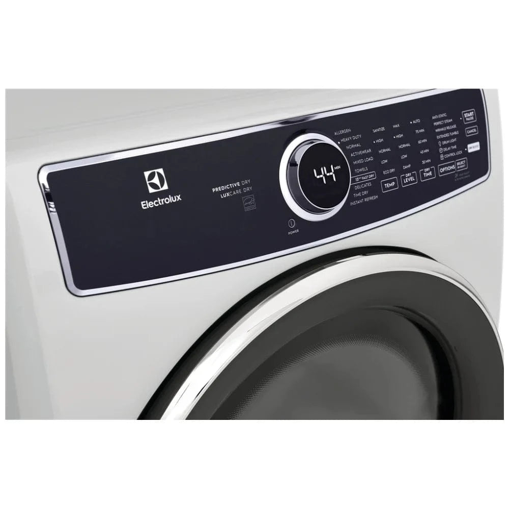 Electrolux ELFE753CAW Electric Dryer, 8 cu. ft. Dryer Capacity, Steam Clean, 5 Temperature Settings, Stackable, Steel Drum, White colour