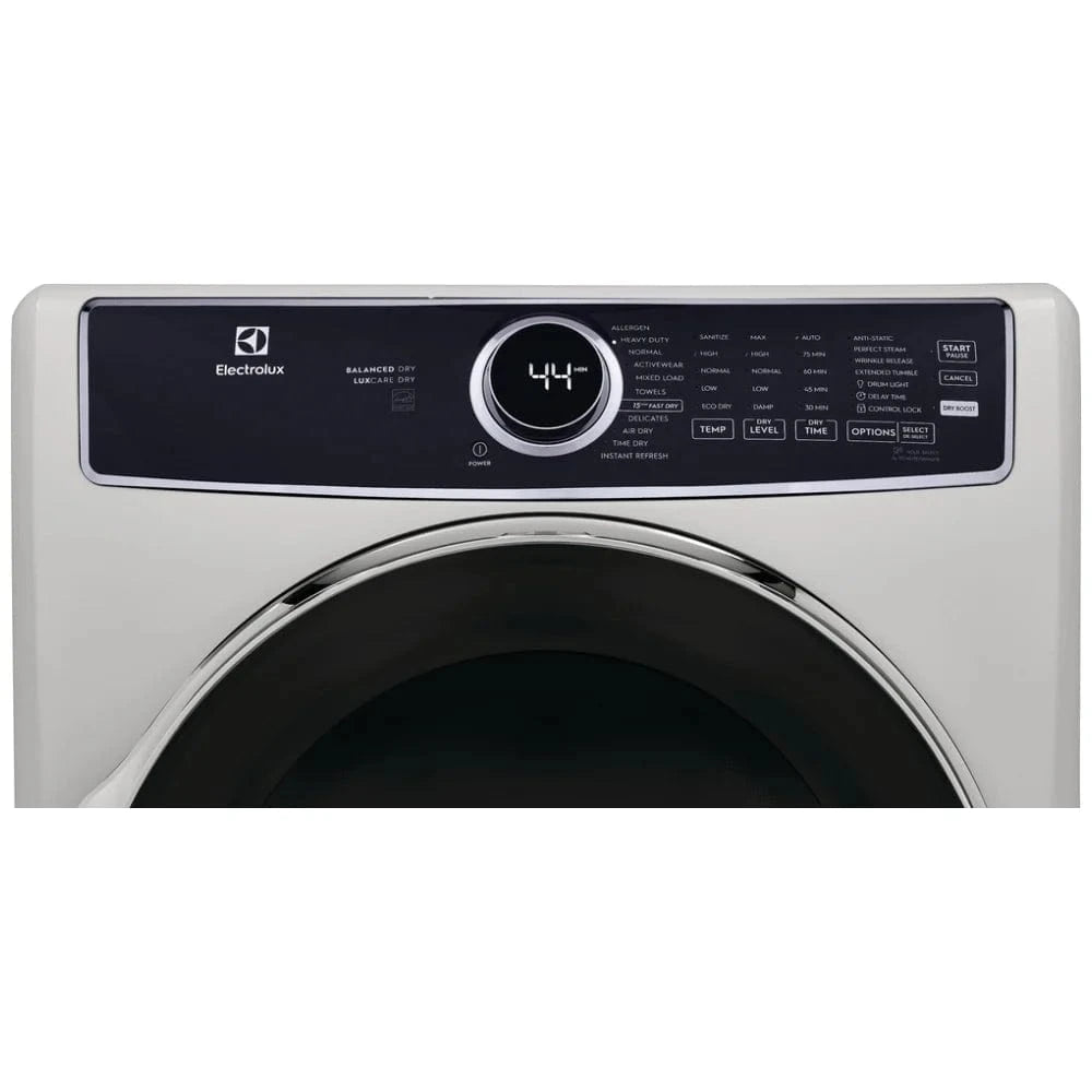 Electrolux ELFE763CBW Electric Dryer, 27 inch Width, Electric, 8.0 cu. ft. Capacity, Steam Clean, 5 Temperature Settings, Stackable, White color