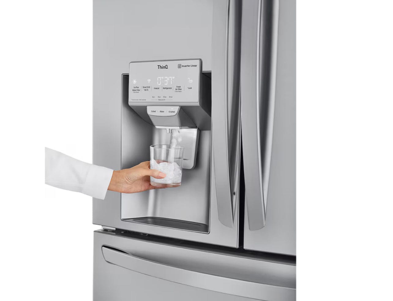 LG 36 in. 30 cu ft. Stainless Steel Print-Proof, Smart French Door Refrigerator with Craft Ice and Full-Convert Drawer LRMXS3006S