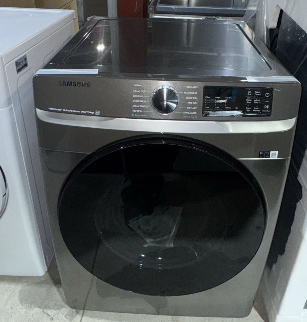 Samsung DVG45B6305P - DVG45B6305P/AC Gas Dryer, 7.5 cu. ft. Dryer Capacity, 12 Dry Cycles, Steam Clean, 5 Temperature Settings, Stackable, Steel Drum, Wifi Enabled, Grey colour