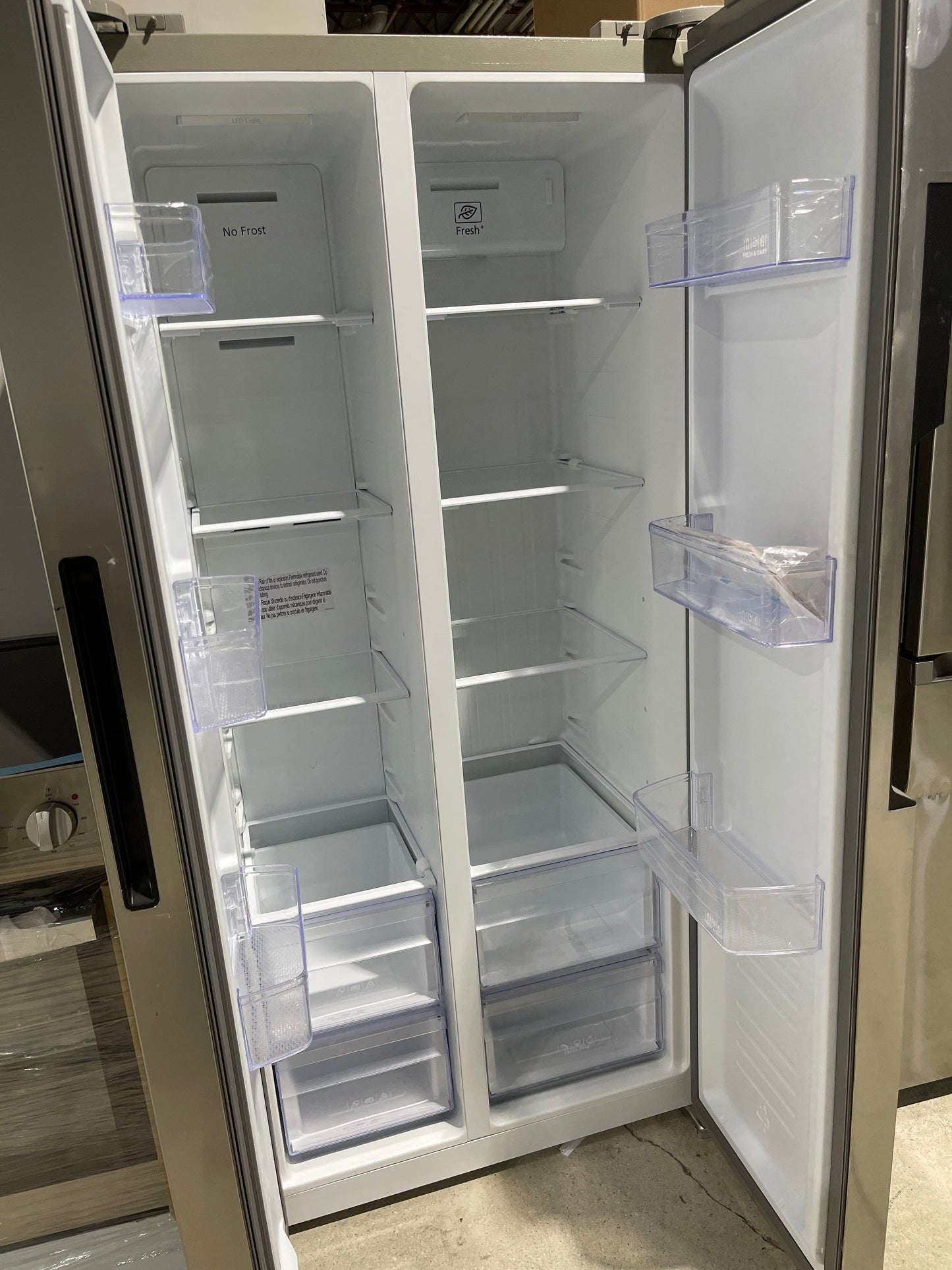 Hamilton Beach HBF1558 Side by Side Refrigerator, 33 inch Width, Counter Depth, 15.6 cu. ft. Capacity, Stainless Look (VCM) color