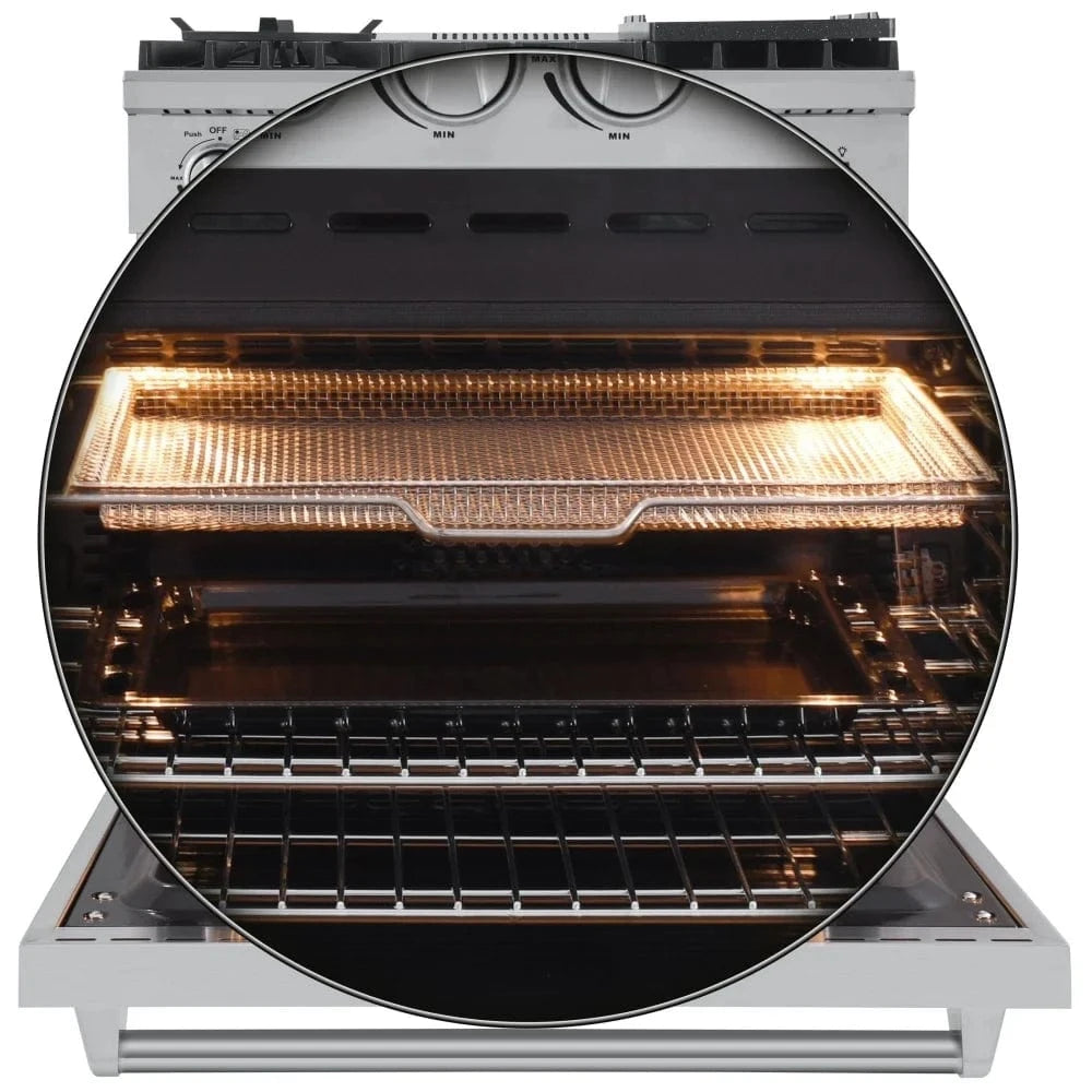 Forno FFSGS6276-30 Gas Range, 4.32 cu. ft. Capacity, 30 inch Exterior Width, Convection, 5 Burners, Air Fry, 19,000 BTU Highest Burner, Stainless Steel color