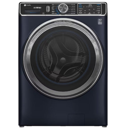GE Profile PFW870SPVRS Front Load Washer, 28 inch Width, ENERGY STAR Certified, 6.1 cu. ft. Capacity, Steam Clean, 12 Wash Cycles, 5 Temperature Settings, Stackable, 1300 RPM Washer Spin Speed, Water Heater, Wifi Enabled, Sapphire blue colour
