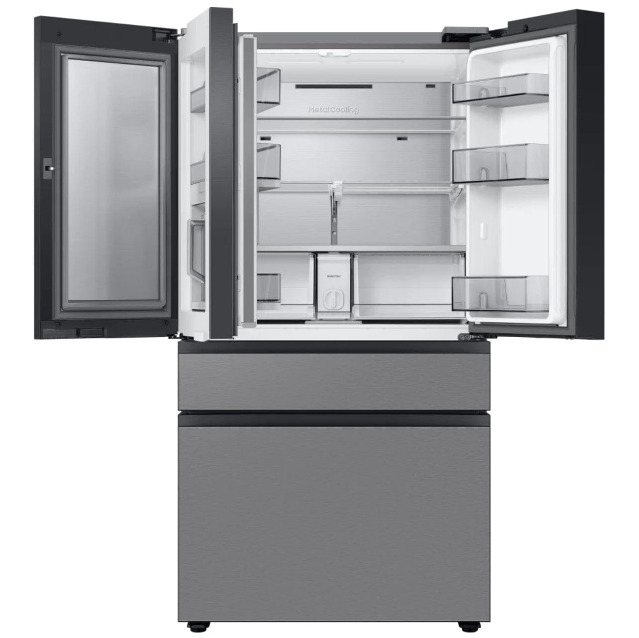 Samsung Bespoke RF29BB8600QLAA French Door Refrigerator, 36 inch Width, ENERGY STAR Certified, 28.8 cu. ft. Capacity, Stainless Steel colour Beverage Center, Dual Ice Maker with Ice Bites, Twin Cooling Plus, Metal Cooling Interior, FlexZone Drawer