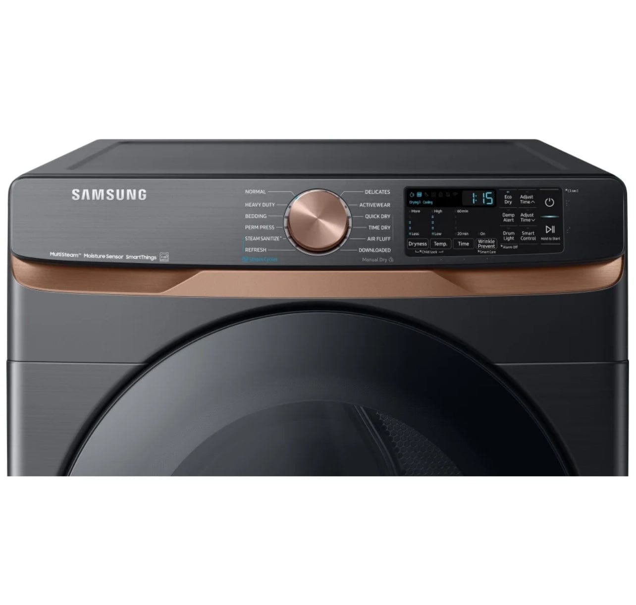 Samsung DVE50BG8300VAC Electric Dryer, 27 inch Width, 7.5 cu. ft. Capacity, Steam Clean, 5 Temperature Settings, Stackable, Wifi Enabled, Black colour