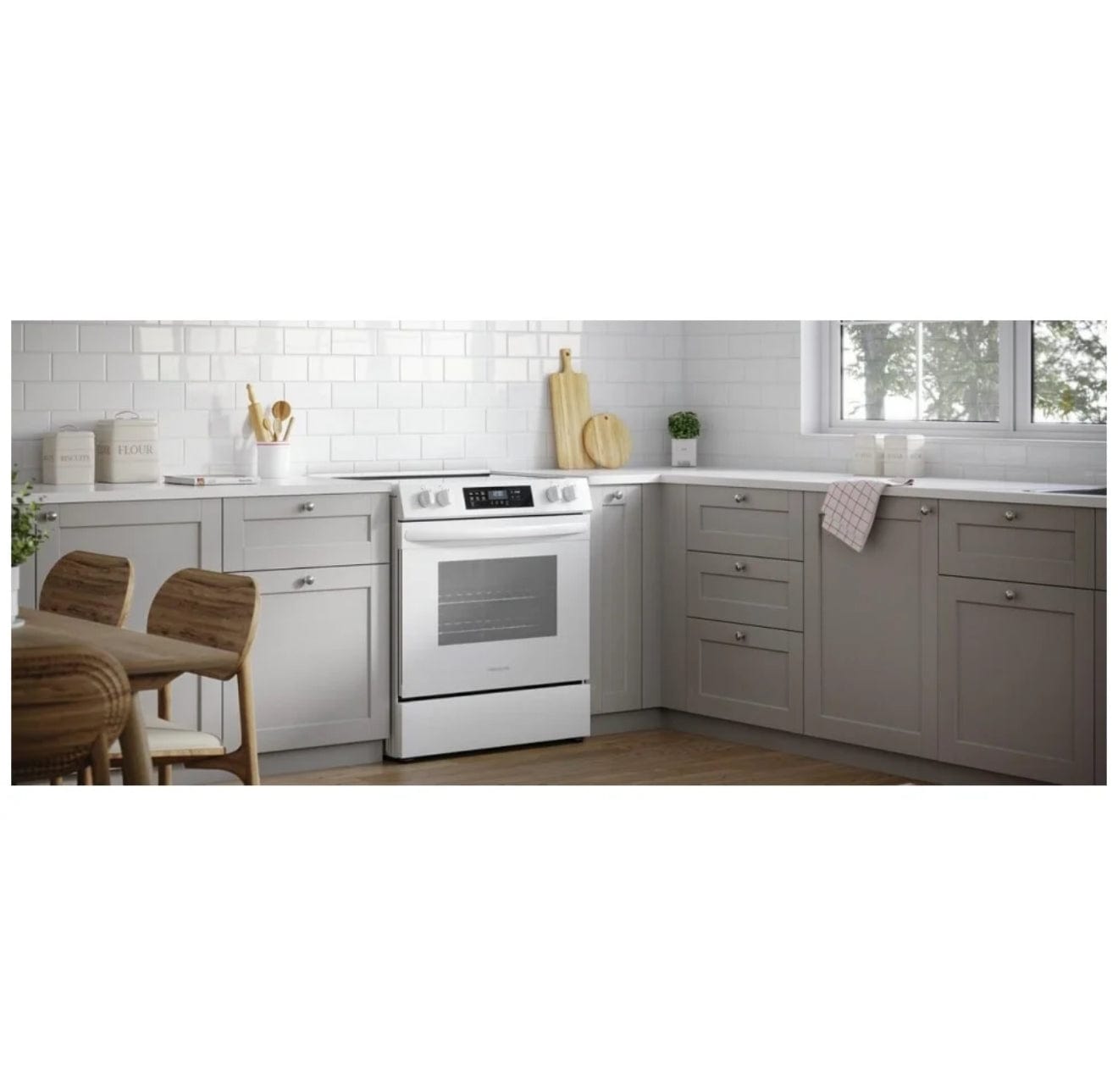 Frigidaire FCFE306CAW Electric Range, 5 cu. ft. Capacity, 30 inch Exterior Width, 5 Burners, Storage Drawer, 3,200 Watts Highest Burner Element, White colour