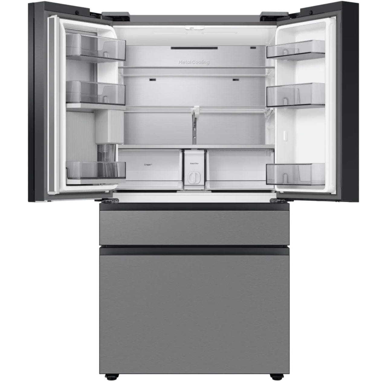 Samsung Bespoke RF29BB8600QLAA French Door Refrigerator, 36 inch Width, ENERGY STAR Certified, 28.8 cu. ft. Capacity, Stainless Steel colour Beverage Center, Dual Ice Maker with Ice Bites, Twin Cooling Plus, Metal Cooling Interior, FlexZone Drawer