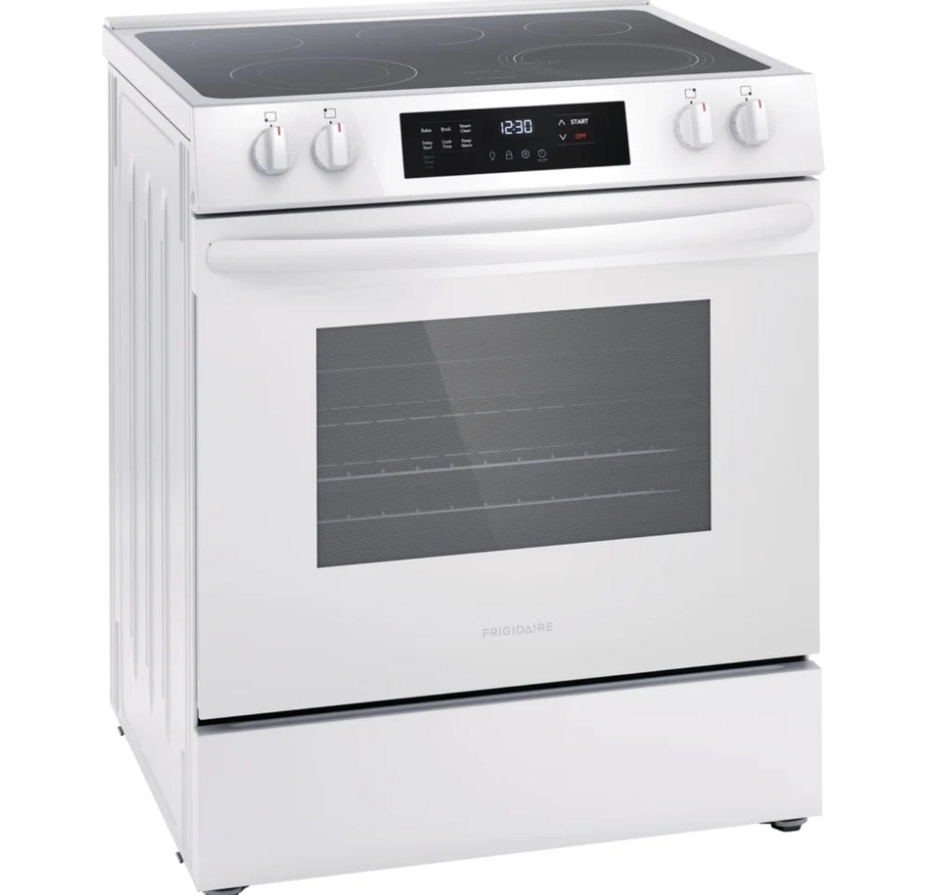 Frigidaire FCFE306CAW Electric Range, 5 cu. ft. Capacity, 30 inch Exterior Width, 5 Burners, Storage Drawer, 3,200 Watts Highest Burner Element, White colour