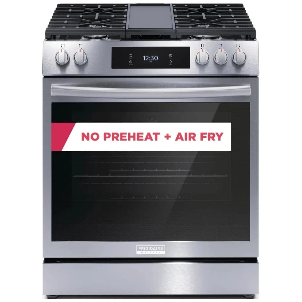 Frigidaire Gallery GCFG3060BF Gas Range, 6 cu. ft. Capacity, 30 inch , Air Fry, Air Sous Vide, Fingerprint Resistant, Illuminated Knobs, Griddle