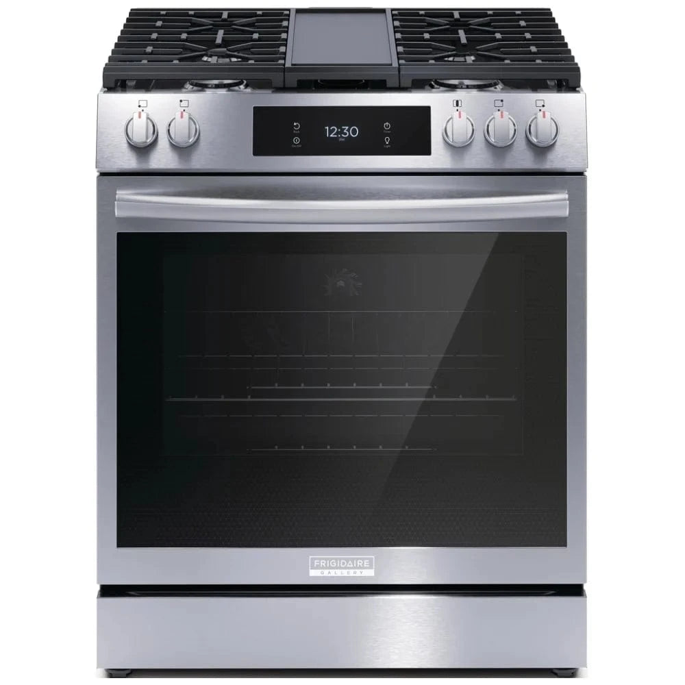 Frigidaire Gallery GCFG3060BF Gas Range, 6 cu. ft. Capacity, 30 inch , Air Fry, Air Sous Vide, Fingerprint Resistant, Illuminated Knobs, Griddle