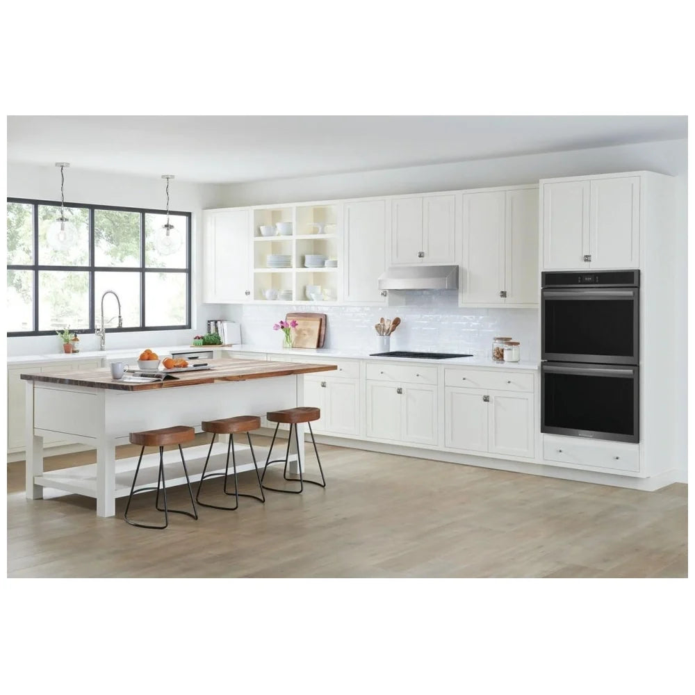 Frigidaire Gallery GCWD3067AD Double Wall Oven, 30 inch Exterior Width, Convection, Self Clean, 10.6 cu. ft. Capacity, Temperature Probe, Air Fry, Black Stainless Steel colour True European Convection, Air Fry, Steam Cooking or