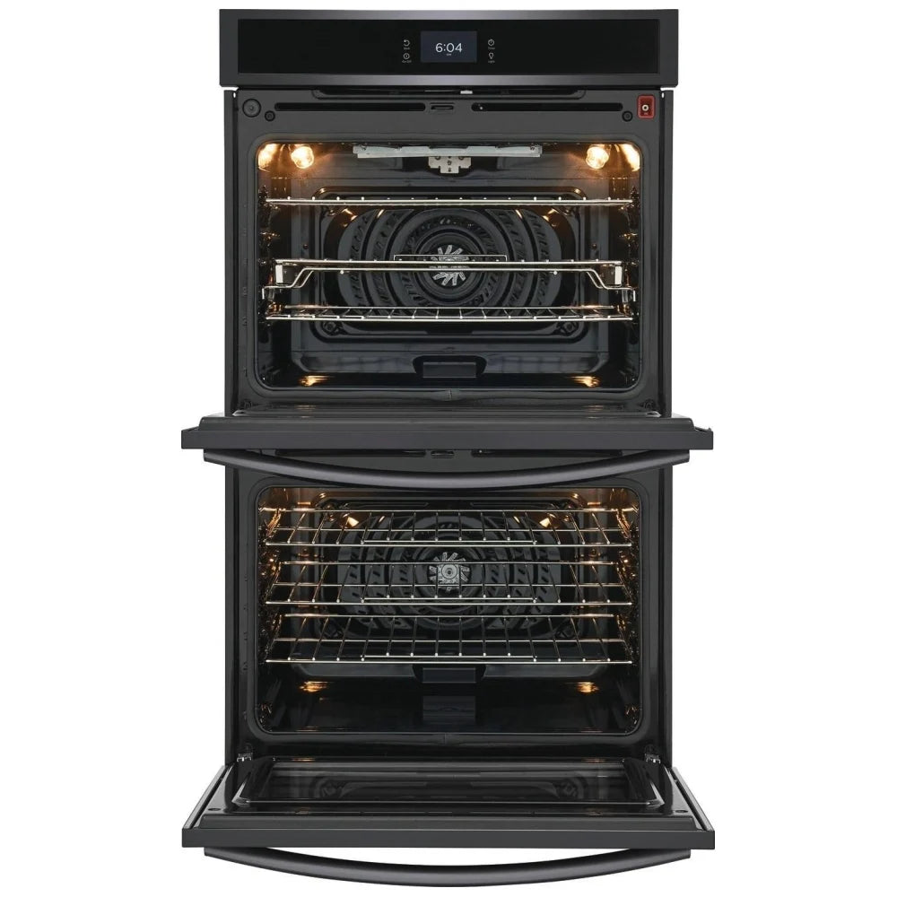 Frigidaire Gallery GCWD3067AD Double Wall Oven, 30 inch Exterior Width, Convection, Self Clean, 10.6 cu. ft. Capacity, Temperature Probe, Air Fry, Black Stainless Steel colour True European Convection, Air Fry, Steam Cooking or