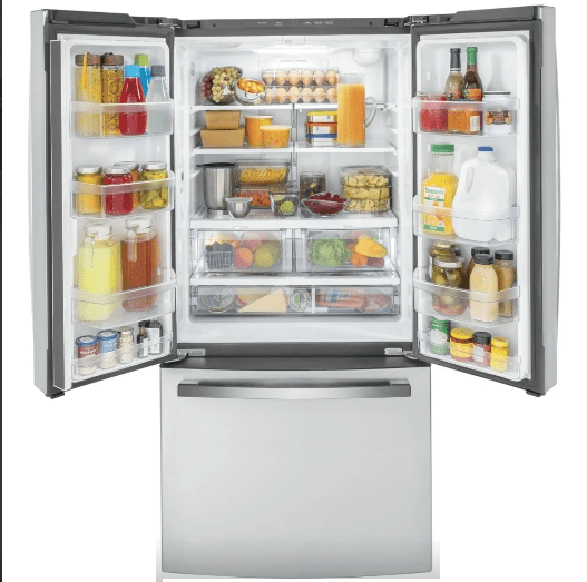 GE GWE19JYLFS /gwe19sp2nws1 / GWE19JYLFFFS French Door Refrigerator, 33" Width, ENERGY STAR Certified, Counter Depth, 18.6 cu. ft. Capacity