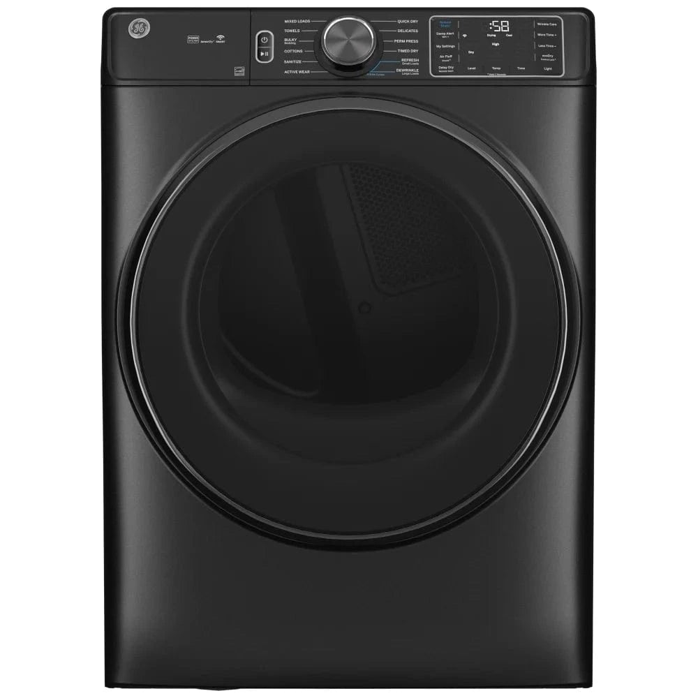 GE GFD65ESMVDS Electric Dryer, 28 inch Width, 7.8 cu. ft. Capacity, Steam Clean, 5 Temperature Settings, Stackable, Steel Drum, Wifi Enabled, Carbon Graphite colour