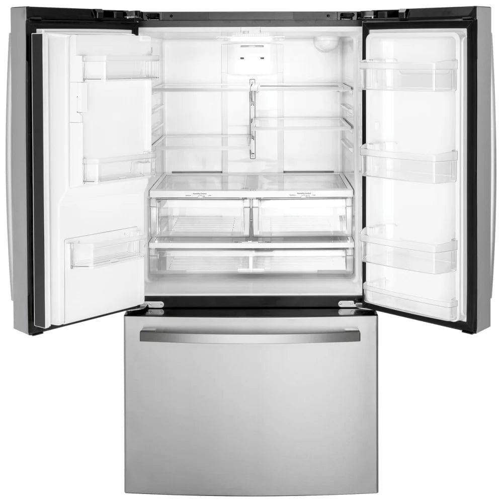 GE GFE26JYMFS French Door Refrigerator, 36" Width, ENERGY STAR Certified, 25.6 cu. ft. Capacity, Thru Door Ice Dispenser, Exterior Water Dispenser