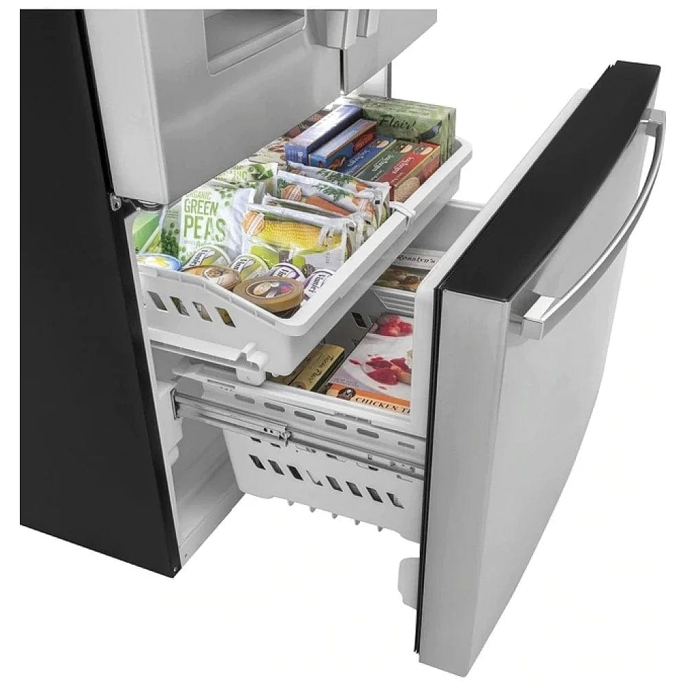 GE GFE26JYMFS French Door Refrigerator, 36" Width, ENERGY STAR Certified, 25.6 cu. ft. Capacity, Thru Door Ice Dispenser, Exterior Water Dispenser
